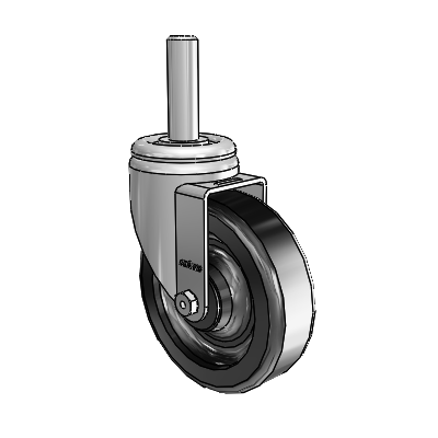 3 Series Round Stem Zinc Swivel Caster with 5 x 1.5 Black Phenolic Wheel