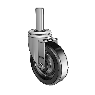 3 Series Round Stem Zinc Swivel Caster with 5 x 1.5 Black Phenolic Wheel