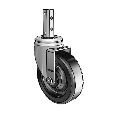 3 Series Square Stem Zinc Swivel Caster with 5 x 1.5 Black Phenolic Wheel