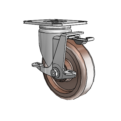 3 Series Casters Top Plate Swivel Zinc with 5 x 1.5 Brown Thermo Wheel and Top Lock Brake
