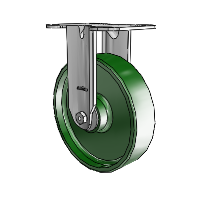 3 Series Casters Top Plate Rigid Zinc with 6 x 1.5 Green Cast Iron Wheel