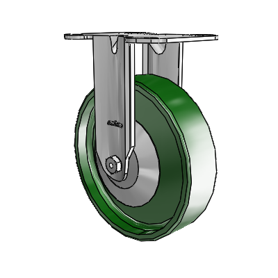 3 Series Casters Top Plate Rigid Zinc with 6 x 1.5 Green Cast Iron Wheel
