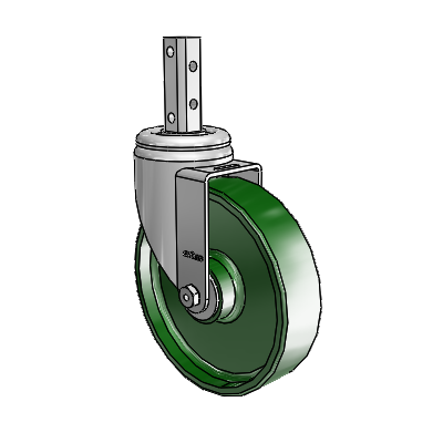 3 Series Square Stem Zinc Swivel Caster with 6 x 1.5 Green Cast Iron Wheel