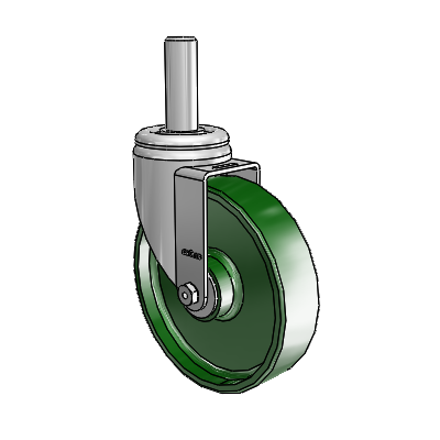 3 Series Round Stem Zinc Swivel Caster with 6 x 1.5 Green Cast Iron Wheel