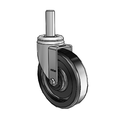 3 Series Round Stem Zinc Swivel Caster with 6 x 1.5 Black Phenolic Wheel
