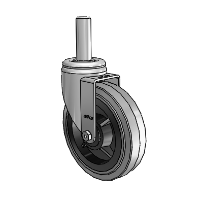 3 Series Round Stem Zinc Swivel Caster with 6 x 1.5 Grey on Black Performa Rubber (Flat/Conductive) Wheel