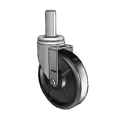 3 Series Round Stem Zinc Swivel Caster with 6 x 1.5 Black Polyolefin Wheel