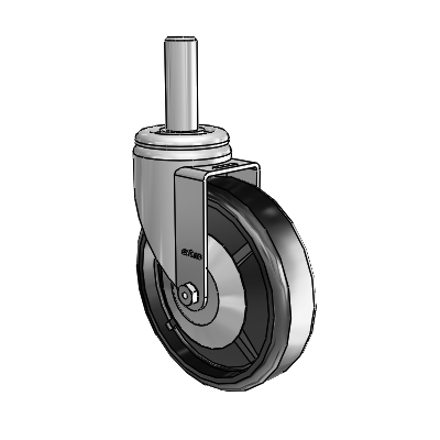 3 Series Round Stem Zinc Swivel Caster with 6 x 1.5 Black Polyolefin Wheel