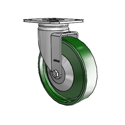 3 Series Casters Top Plate Swivel Zinc with 6 x 1.5 Green Cast Iron Wheel