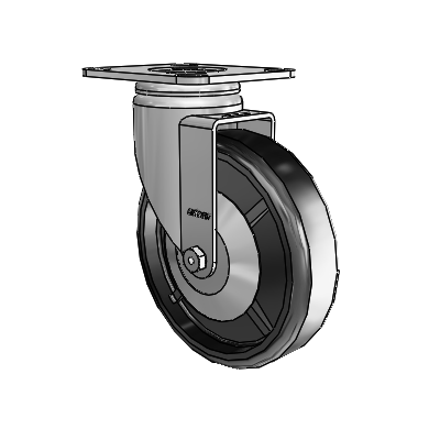 3 Series Casters Top Plate Swivel Zinc with 6 x 1.5 Black Polyolefin Wheel