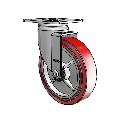 3 Series Casters Top Plate Swivel Zinc with 6 x 1.5 Maroon on Grey Polyurethane HI-TECH Wheel
