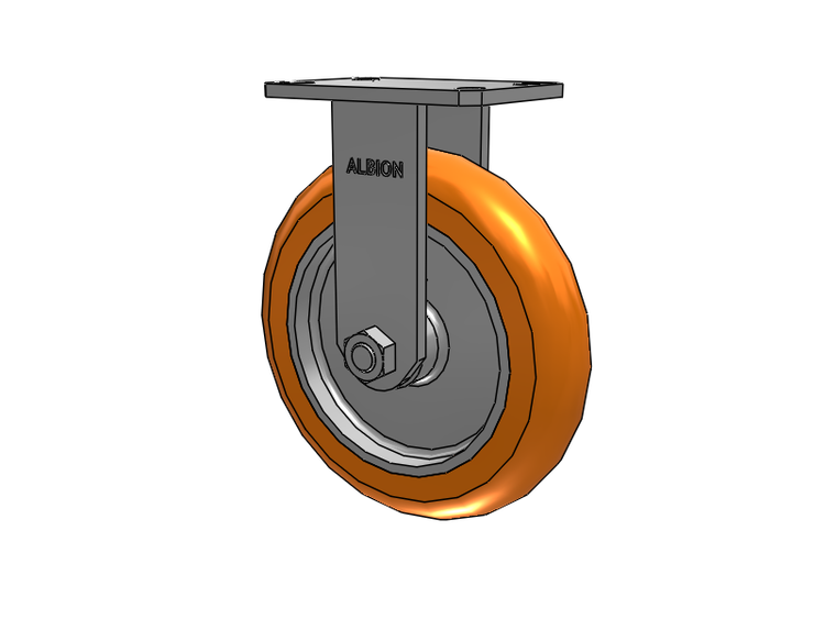 310 Series Top Plate Rigid Caster with 10 x 2 Orange Tread on Aluminum Core AN - Round Polyurethane (Aluminum Core) Wheel