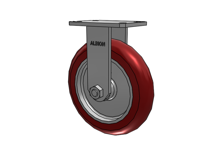 310 Series Top Plate Rigid Caster with 10 x 2 Maroon Tread on Aluminum Core AX - Round Polyurethane (Aluminum Core) Wheel