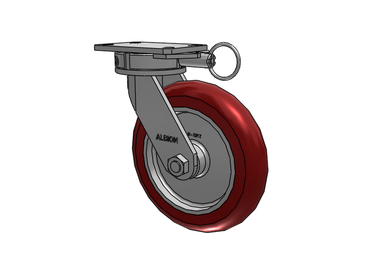 310 Series Top Plate Swivel Caster with 10 x 2 Maroon Tread on Aluminum Core AX - Round Polyurethane (Aluminum Core) Wheel