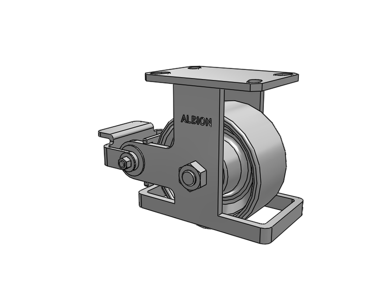 310 Series Top Plate Rigid Caster with 6 x 3 Grey Enamel CA - Cast Iron Wheel and Poly Cam Brake