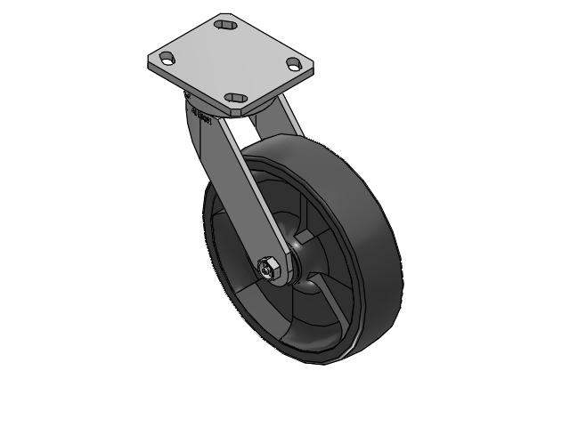 110 Series Kingpinless Top Plate Swivel Caster with 8 x 2 Dark Grey Nylon DT - Heavy Duty Glass-Filled Nylon Wheel