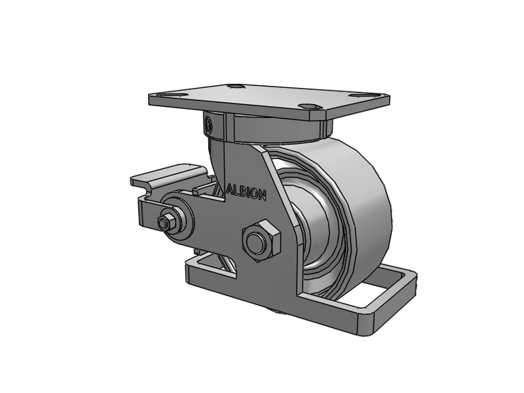 310 Series Top Plate Swivel Caster with 6 x 3 Grey Enamel CA - Cast Iron Wheel and Poly Cam Brake