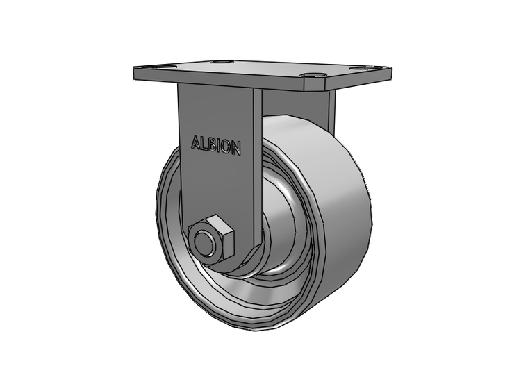 310 Series Top Plate Rigid Caster with 6 x 3 Grey Enamel CA - Cast Iron Wheel