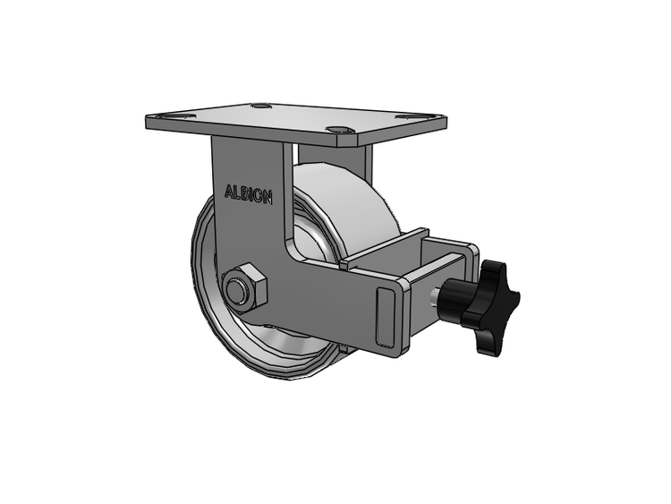 310 Series Top Plate Rigid Caster with 6 x 3 Grey Enamel CA - Cast Iron Wheel and Face Brake