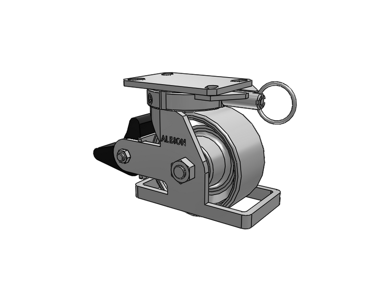 310 Series Top Plate Swivel Caster with 6 x 3 Grey Enamel CA - Cast Iron Wheel and Poly Lock Integrated Brake
