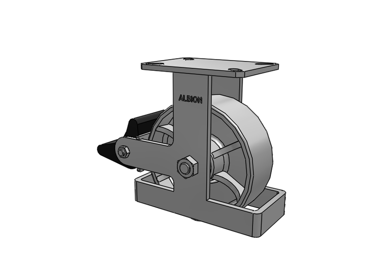 Roulette rigide à plaque supérieure de la série 310 avec roue émaillée grise 8 x 3 CA – Roue en fonte et frein intégré Poly Lock