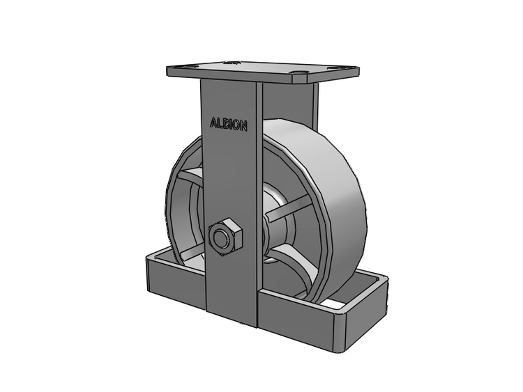 310 Series Top Plate Rigid Caster with 8 x 3 Grey Enamel CA - Cast Iron Wheel