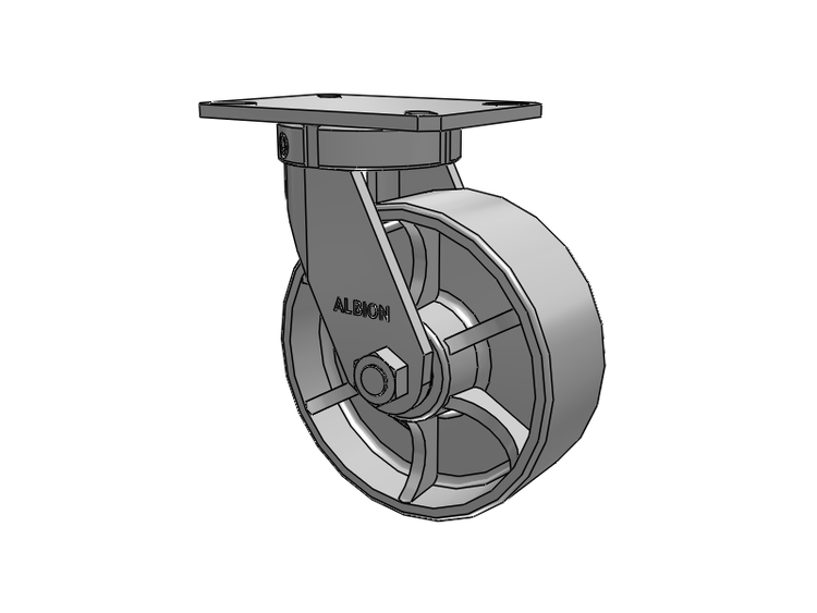 310 Series Top Plate Swivel Caster with 8 x 3 Grey Enamel CA - Cast Iron Wheel
