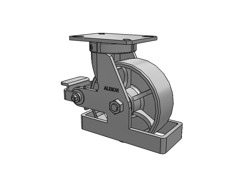 Roulette pivotante à plaque supérieure de la série 310 avec roue en fonte émaillée grise 8 x 3 CA et frein à came en polyuréthane