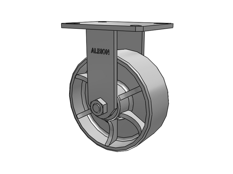 310 Series Top Plate Rigid Caster with 8 x 3 Grey Enamel CA - Cast Iron Wheel