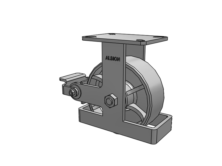 310 Series Top Plate Rigid Caster with 8 x 3 Grey Enamel CA - Cast Iron Wheel and Poly Cam Brake