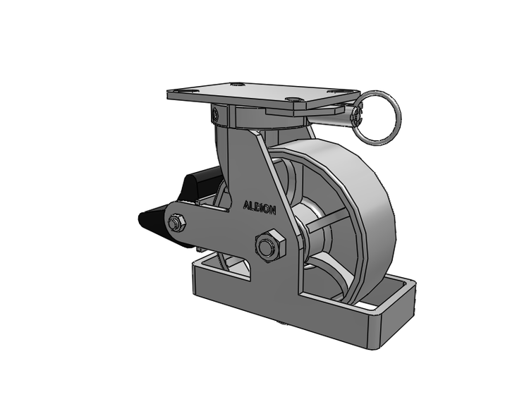 310 Series Top Plate Swivel Caster with 8 x 3 Grey Enamel CA - Cast Iron Wheel and Poly Lock Integrated Brake