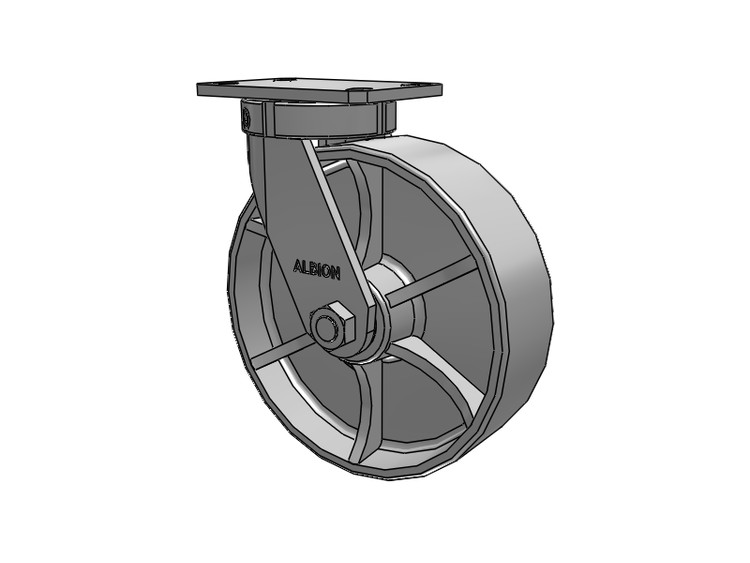 310 Series Top Plate Swivel Caster with 10 x 3 Grey Enamel CA - Cast Iron Wheel