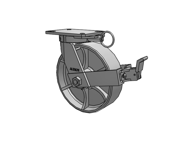 310 Series Top Plate Swivel Caster with 10 x 3 Grey Enamel CA - Cast Iron Wheel and Face Brake