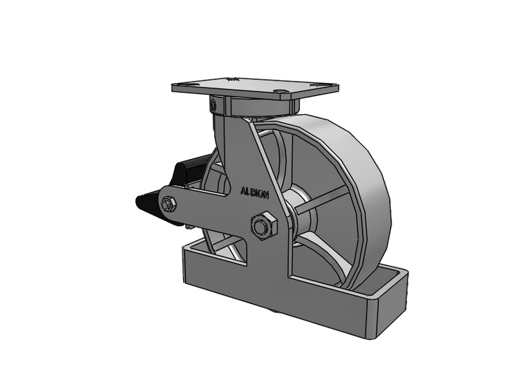 310 Series Top Plate Swivel Caster with 10 x 3 Grey Enamel CA - Cast Iron Wheel and Poly Lock Integrated Brake
