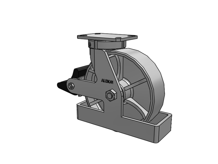 Roulette pivotante à plaque supérieure de la série 310 avec roue en fonte émaillée grise 10 x 3 CA - Roue en fonte et frein intégré Poly Lock