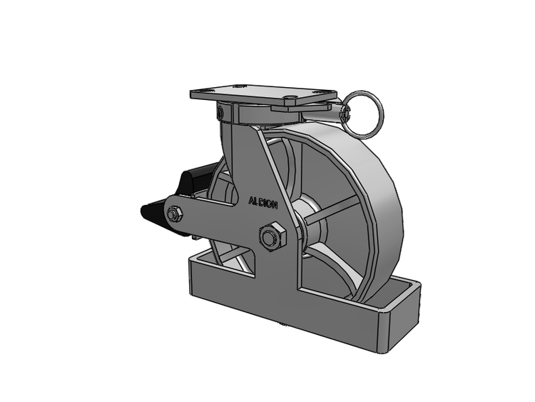 310 Series Top Plate Swivel Caster with 10 x 3 Grey Enamel CA - Cast Iron Wheel and Poly Lock Integrated Brake