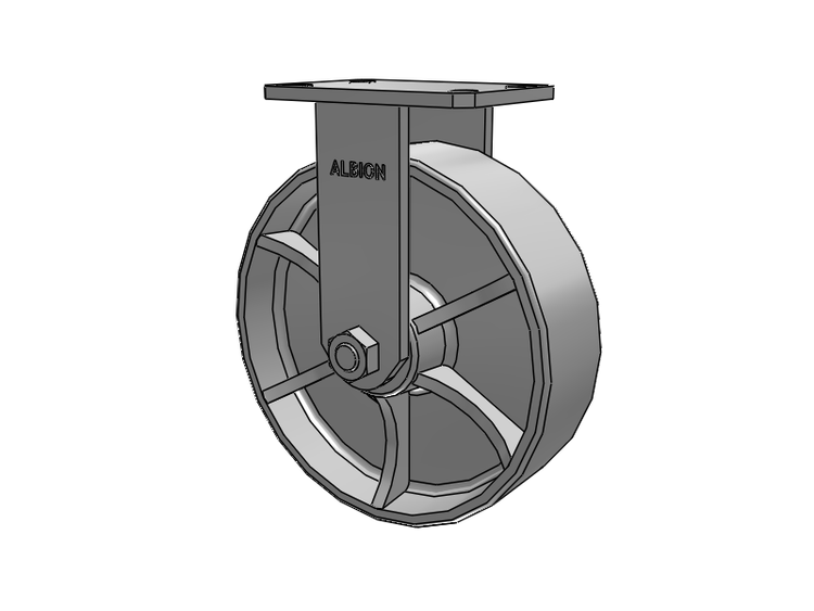 310 Series Top Plate Rigid Caster with 10 x 3 Grey Enamel CA - Cast Iron Wheel