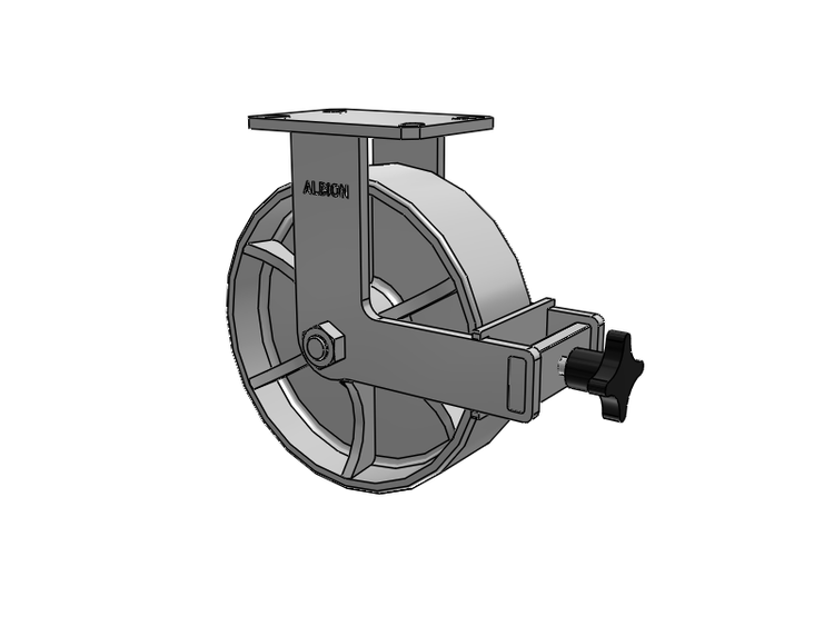 310 Series Top Plate Rigid Caster with 10 x 3 Grey Enamel CA - Cast Iron Wheel and Face Brake