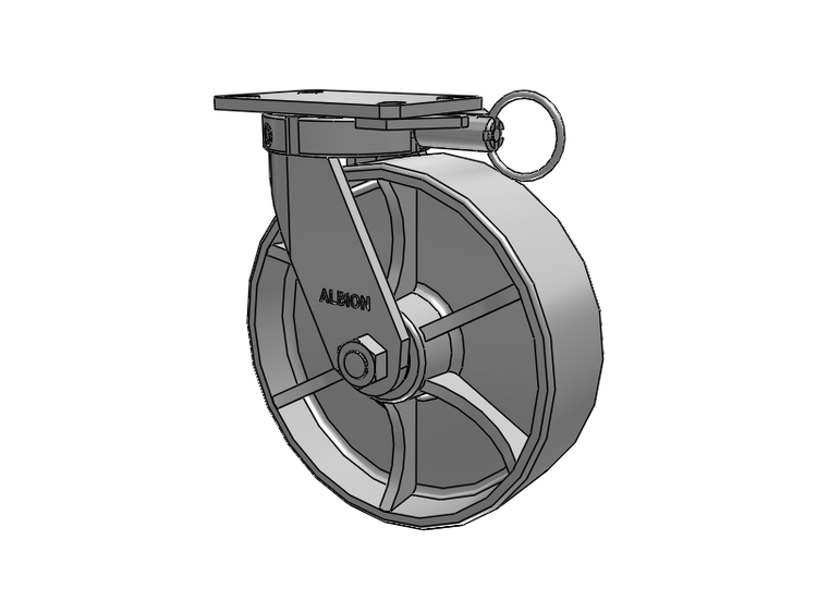 Roulette pivotante à plaque supérieure de la série 310 avec roue en fonte émaillée grise 10 x 3 CA