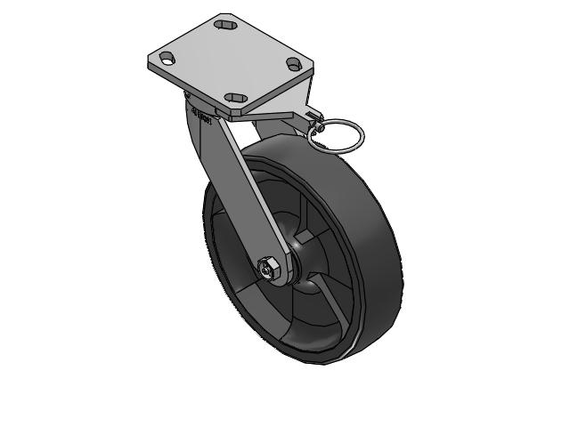 110 Series Kingpinless Top Plate Swivel Caster with 8 x 2 Dark Grey Nylon DT - Heavy Duty Glass-Filled Nylon Wheel