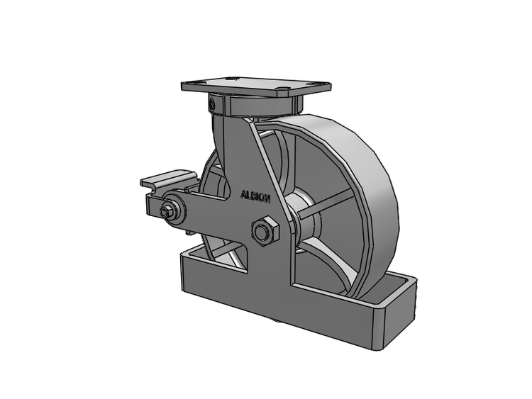 310 Series Top Plate Swivel Caster with 10 x 3 Grey Enamel CA - Cast Iron Wheel and Poly Cam Brake