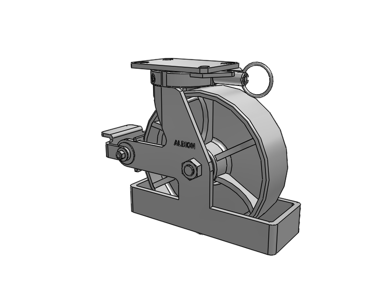310 Series Top Plate Swivel Caster with 10 x 3 Grey Enamel CA - Cast Iron Wheel and Poly Cam Brake