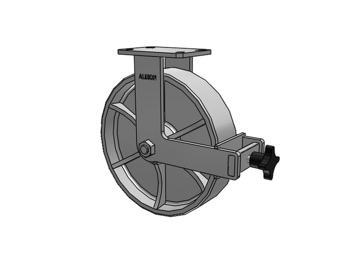 310 Series Top Plate Rigid Caster with 12 x 3 Grey Enamel CA - Cast Iron Wheel and Face Brake