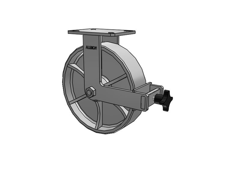 310 Series Top Plate Rigid Caster with 12 x 3 Grey Enamel CA - Cast Iron Wheel and Face Brake