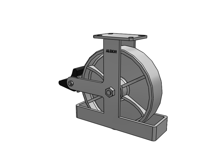310 Series Top Plate Rigid Caster with 12 x 3 Grey Enamel CA - Cast Iron Wheel and Poly Lock Integrated Brake