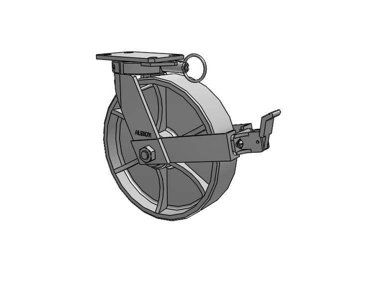 310 Series Top Plate Swivel Caster with 12 x 3 Grey Enamel CA - Cast Iron Wheel and Face Brake