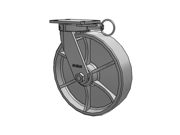 310 Series Top Plate Swivel Caster with 12 x 3 Grey Enamel CA - Cast Iron Wheel