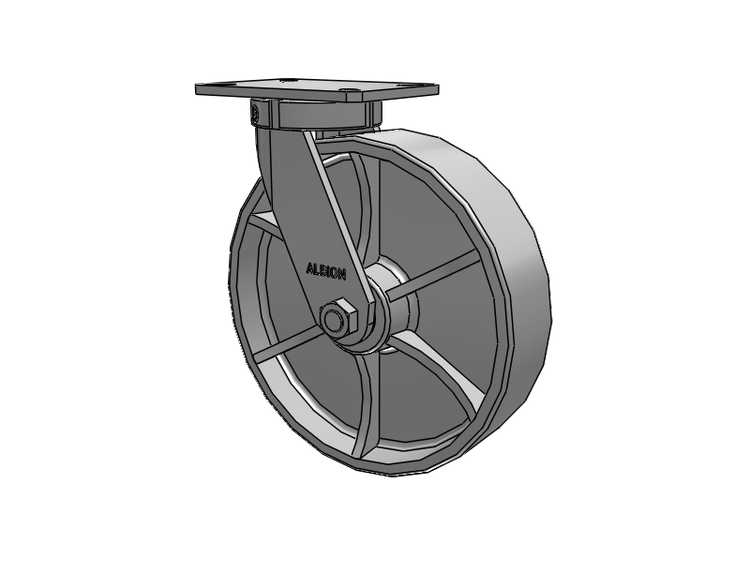 310 Series Top Plate Swivel Caster with 12 x 3 Grey Enamel CA - Cast Iron Wheel