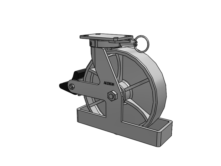 Roulette pivotante à plaque supérieure de la série 310 avec roue en fonte émaillée grise 12 x 3 CA et frein intégré Poly Lock