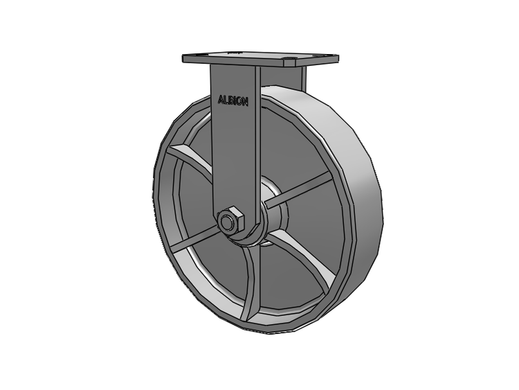 310 Series Top Plate Rigid Caster with 12 x 3 Grey Enamel CA - Cast Iron Wheel